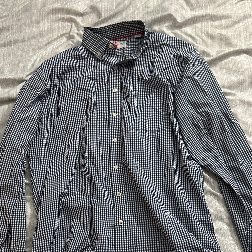 Chick-fil-A Teamstyle Mens Blue Plaid Checkered Button Down - Medium Tall